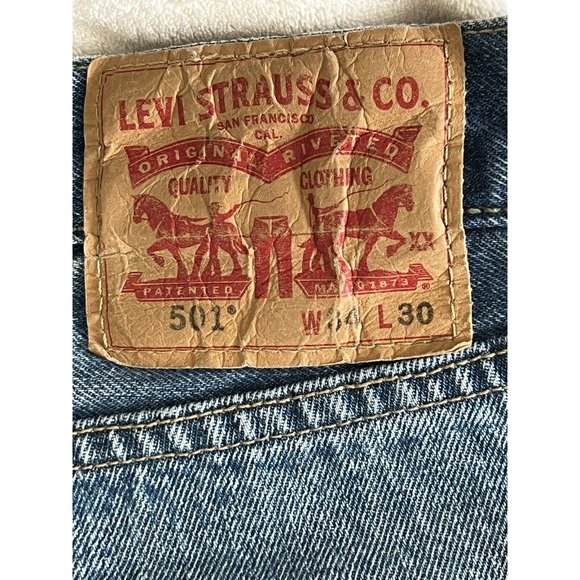 LEVi's Vintage 501 Button Fly Blue Jeans Denim Pants Men’s Size 34x30 - Picture 3 of 16